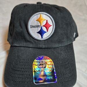 Black Pittsburgh Steelers NFL Clean Up Strapback Baseball Cap Dad Hat One Size